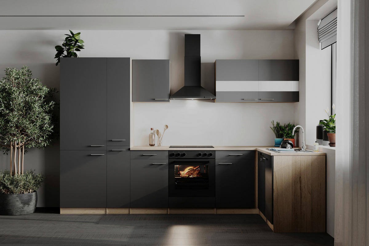 HÖRNKÖK 310/172 cm  i grå  - stålfärgad/grå, Basics, metall/trämaterial (310/172cm) - Respekta