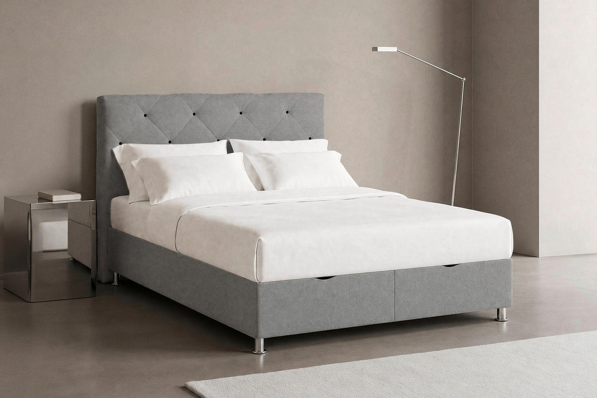 BOXBETT 180/200 cm  Grau  - Chromfarben/Grau, Design, Kunststoff/Textil (180/200cm) - Boxxx