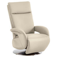 RELAXSESSEL in Leder Creme  - Edelstahlfarben/Creme, Design, Leder/Metall (70/108/80cm) - Cantus