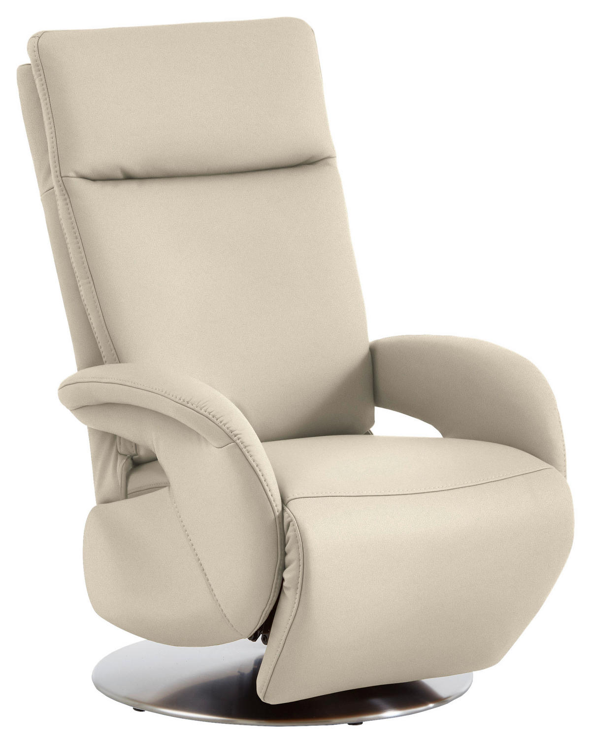 RELAXSESSEL in Leder Creme  - Edelstahlfarben/Creme, Design, Leder/Metall (70/108/80cm) - Cantus