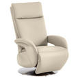 RELAXSESSEL in Leder Creme - Edelstahlfarben/Creme, Design, Leder/Metall (70/108/80cm) - Cantus