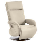 RELAXSESSEL in Leder Creme  - Edelstahlfarben/Creme, Design, Leder/Metall (70/108/80cm) - Cantus