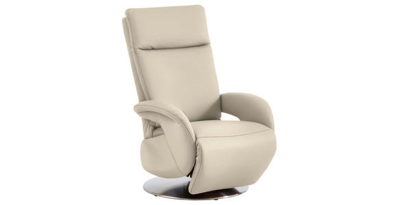 RELAXSESSEL in Leder Creme - Edelstahlfarben/Creme, Design, Leder/Metall (70/108/80cm) - Cantus