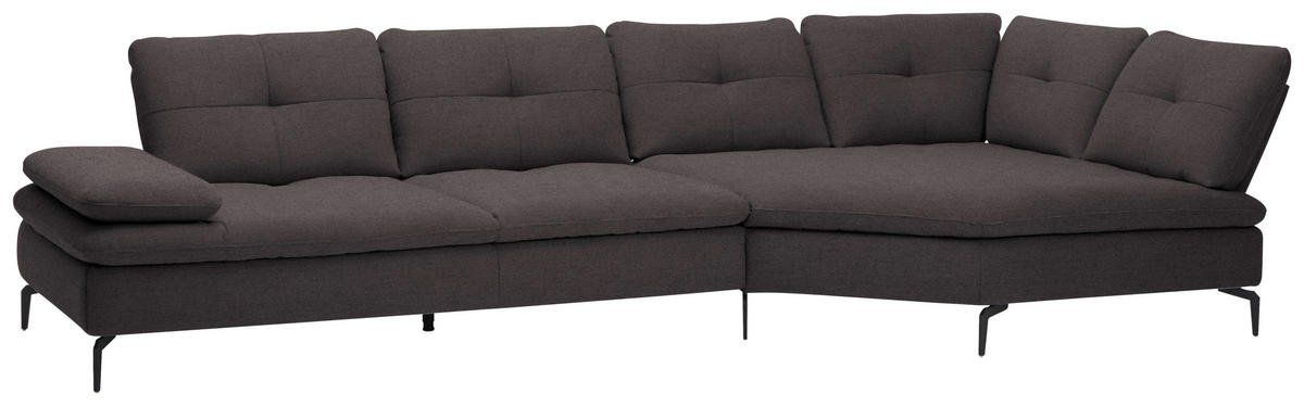 ECKSOFA Flachgewebe Graphitfarben  - Schwarz/Graphitfarben, Design, Textil/Metall (344/157cm) - Chilliano