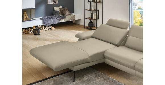 ECKSOFA in Echtleder Creme, Naturfarben 180/310 cm - Creme/Schwarz, Design, Leder/Metall (180/310cm) - Dieter Knoll