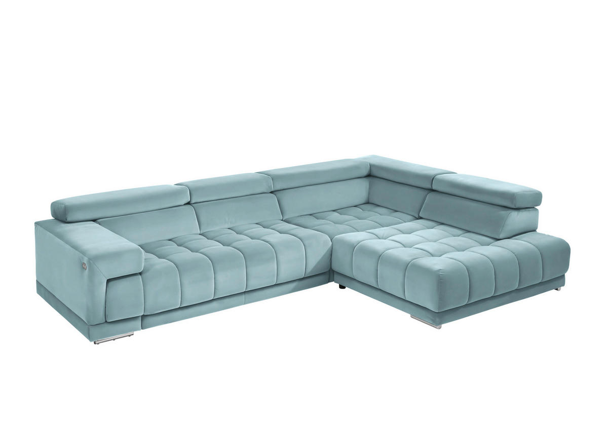 ECKSOFA  in Mikrofaser Hellblau  326/222 cm  - Chromfarben/Hellblau, Design, Textil/Metall (326/222cm) - Beldomo Speed