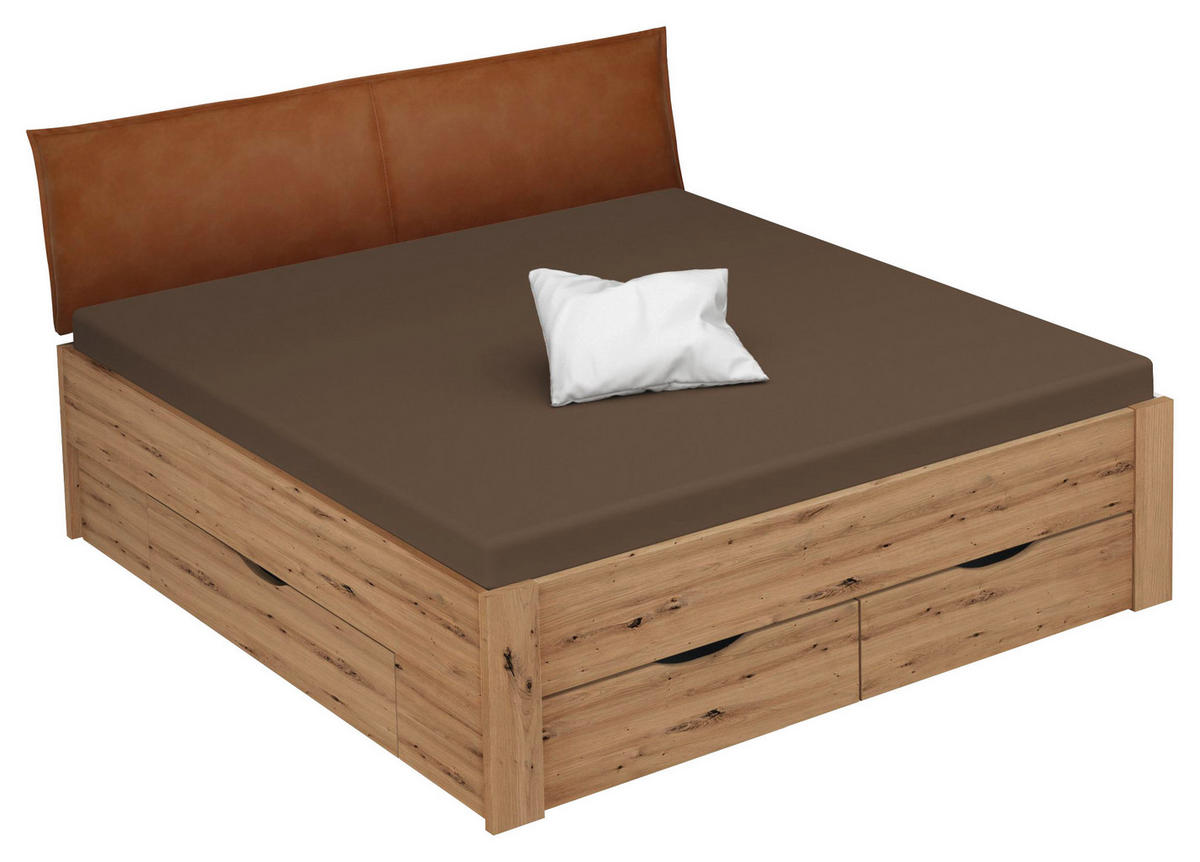 STAURAUMBETT 180/200 cm  Eichefarben   - Eichefarben/Rostfarben, Design, Holzwerkstoff/Textil (180/200cm) - Xora