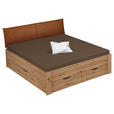 STAURAUMBETT 180/200 cm  in Eichefarben  - Eichefarben/Rostfarben, Design, Holzwerkstoff/Textil (180/200cm) - Xora