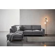 ECKSOFA Dunkelgrau Chenille  inkl. Rückenkissen, Bettkasten, Schlaffunktion, Rücken echt, Liegefläche im Originalstoff  - Dunkelgrau/Schwarz, KONVENTIONELL, Textil/Metall (257/275cm) - Carryhome