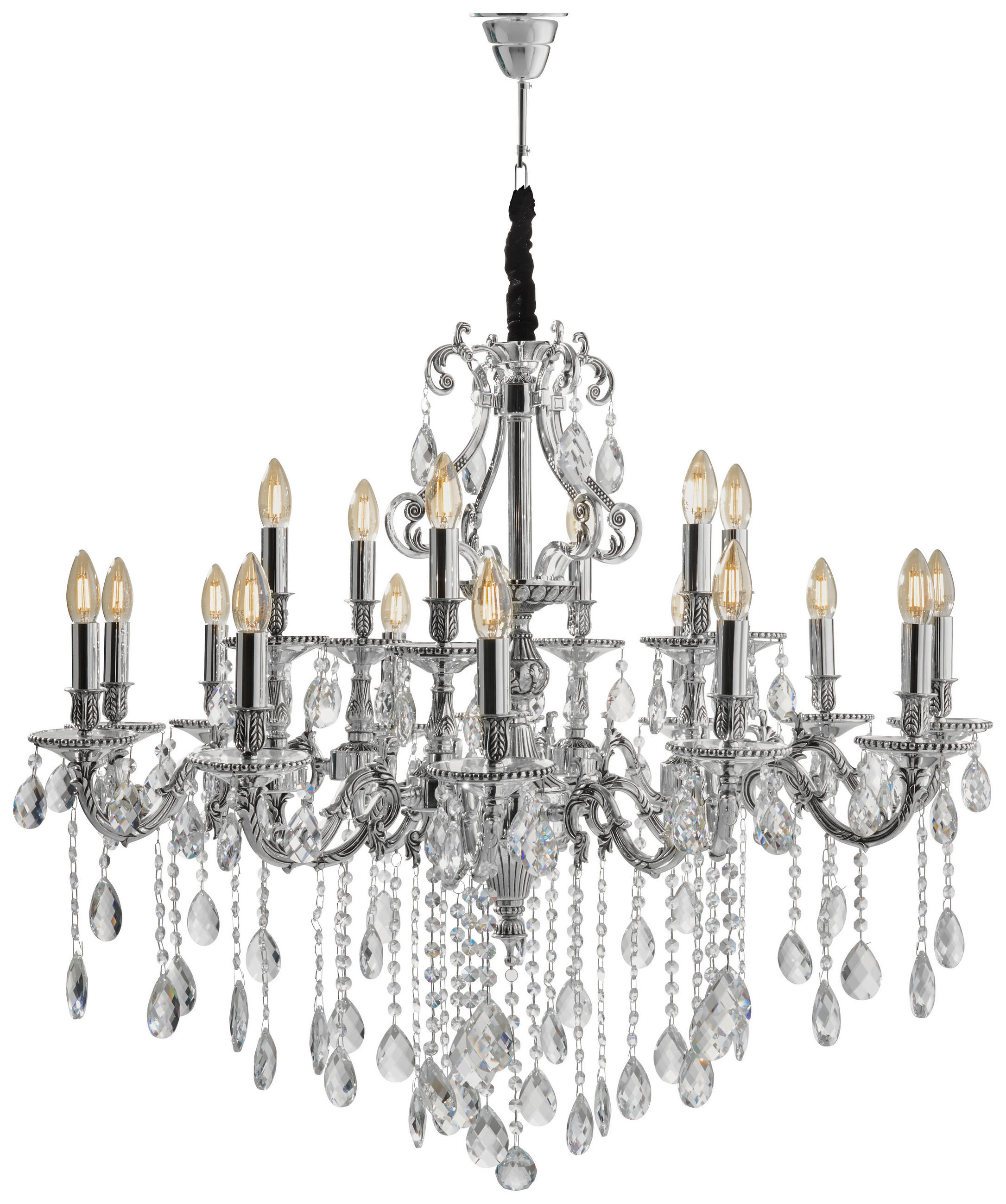 KRONLEUCHTER Kade 96/402 cm  - Chromfarben, LIFESTYLE, Glas/Metall (96/402cm) - Glandor