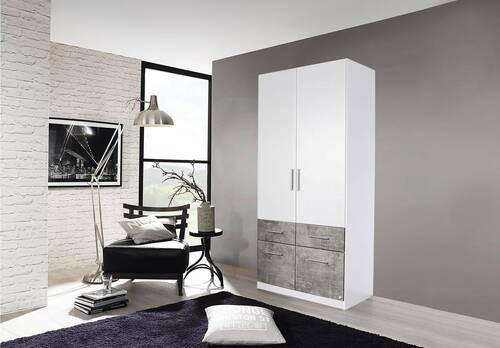 DREHTÜRENSCHRANK 2-türig Grau, Weiß  - Alufarben/Weiß, Basics, Holzwerkstoff/Kunststoff (91/197/54cm) - Xora