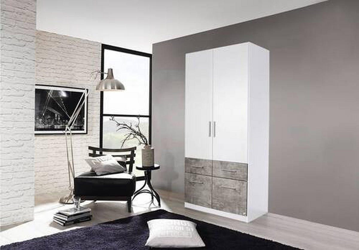 DREHTÜRENSCHRANK in Grau, Weiss  - Weiss/Alufarben, Basics, Holzwerkstoff/Kunststoff (91/197/54cm) - Xora