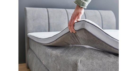 BOXSPRINGBETT 180/200 cm in Grau - Chromfarben/Grau, KONVENTIONELL, Kunststoff/Textil (180/200cm) - Carryhome