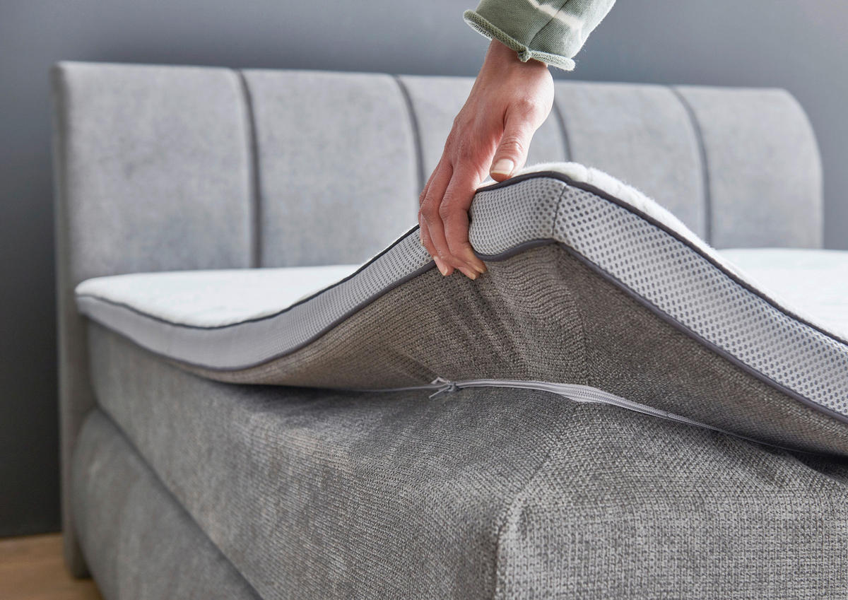 BOXSPRINGBETT 180/200 cm  in Grau  - Chromfarben/Grau, KONVENTIONELL, Kunststoff/Textil (180/200cm) - Carryhome