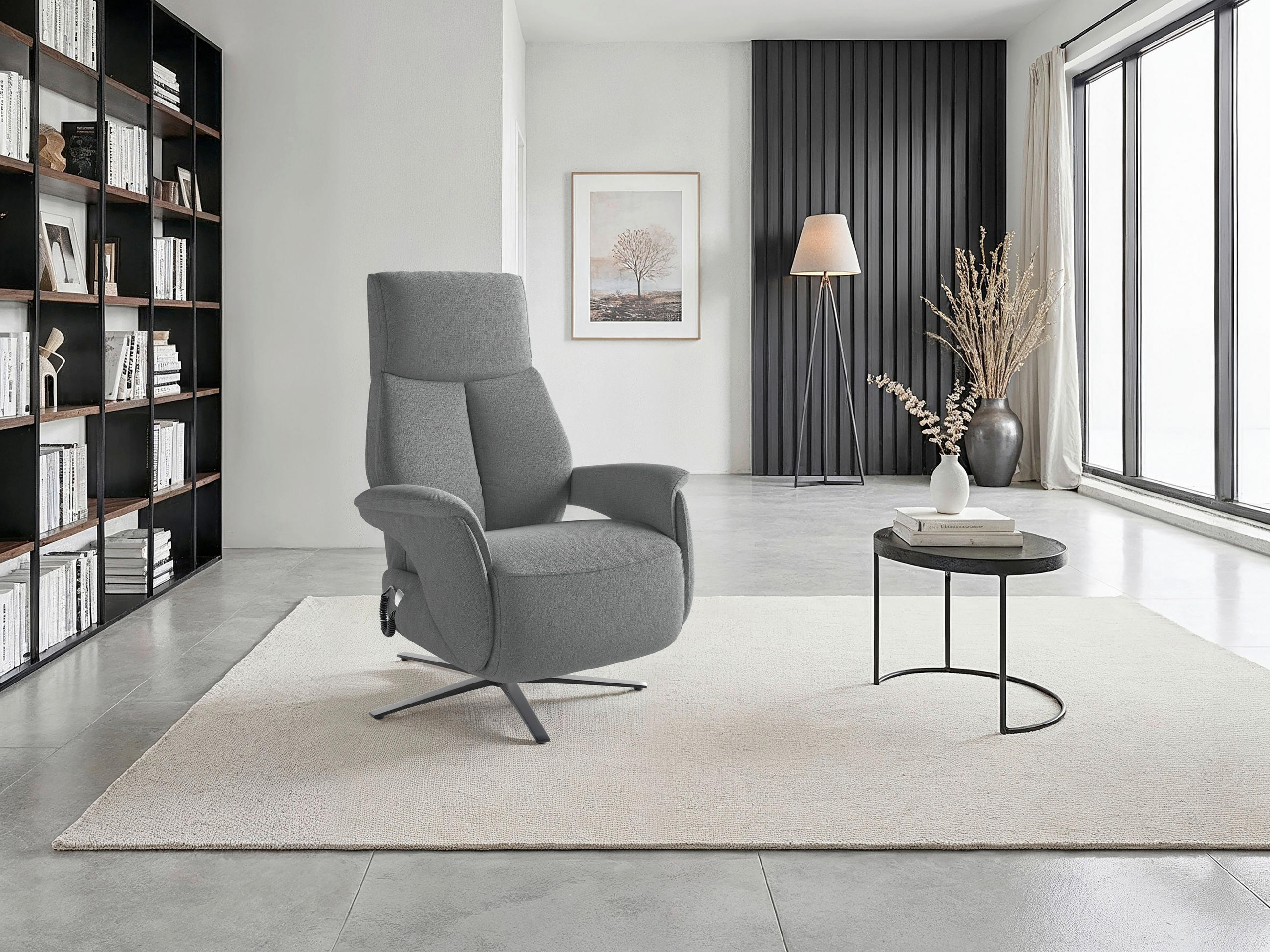 RELAXSESSEL Textil Grau  - Schwarz/Grau, Basics, Textil/Metall (75/110/85cm) - Sit & More