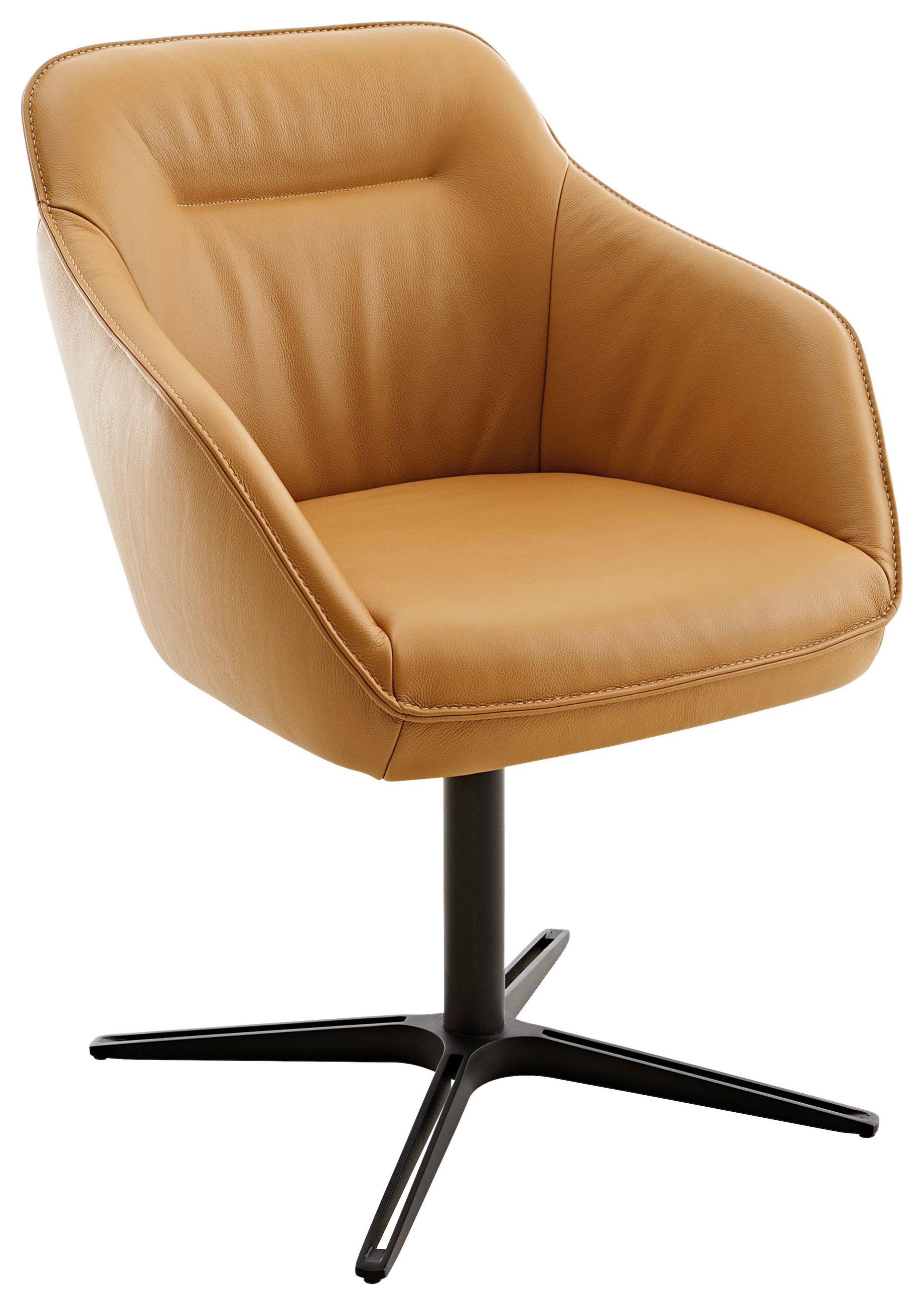 ARMLEHNSTUHL  in Echtleder pigmentiert  - Beige/Bernsteinfarben, Design, Leder/Metall (60/84/67cm) - Koinor