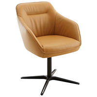 ARMLEHNSTUHL  in Echtleder pigmentiert  - Beige/Bernsteinfarben, Design, Leder/Metall (60/84/67cm) - Koinor
