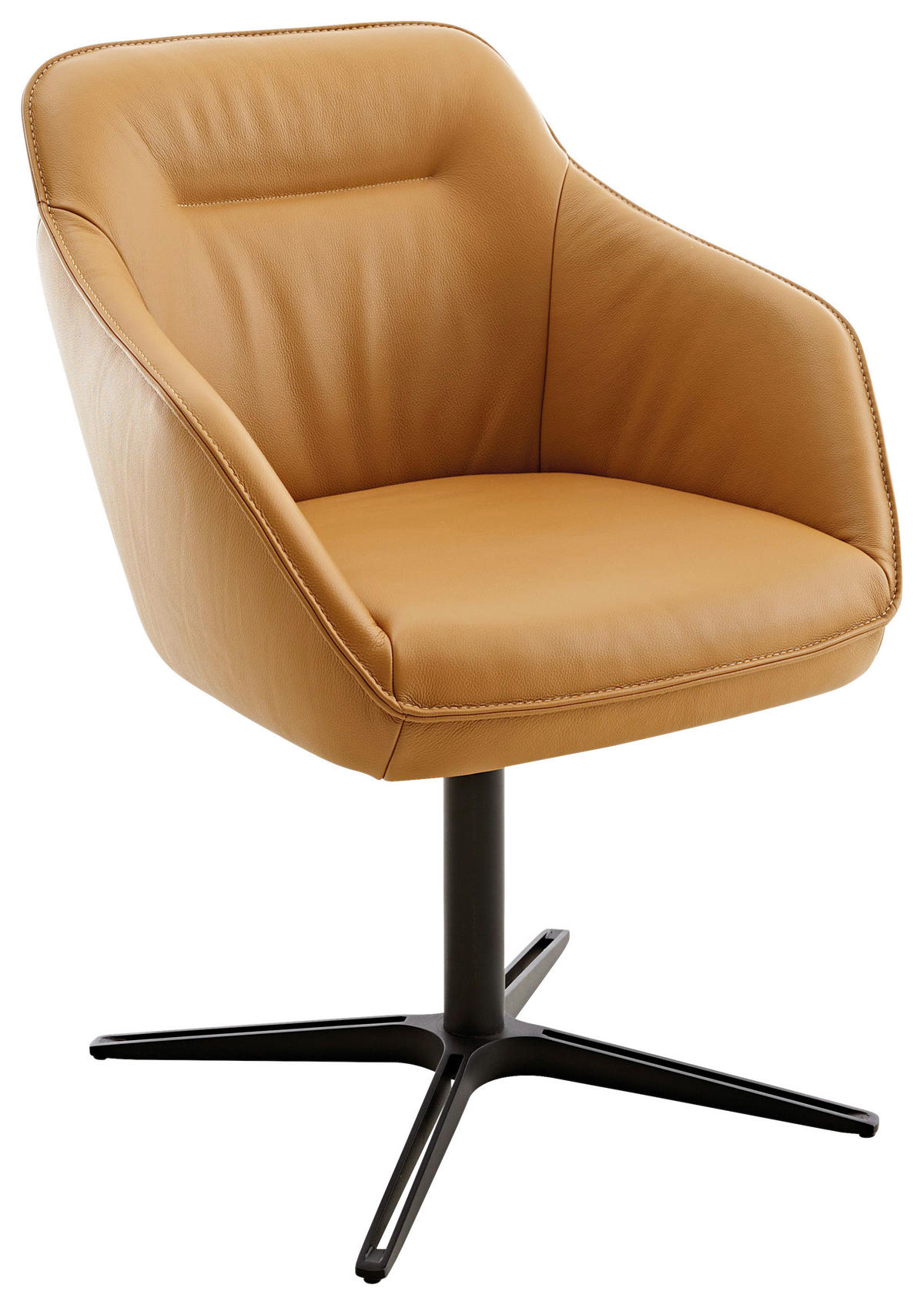 ARMLEHNSTUHL  in Echtleder pigmentiert  - Beige/Bernsteinfarben, Design, Leder/Metall (60/84/67cm) - Koinor