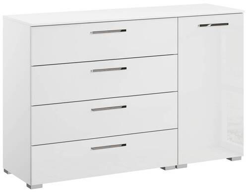 KOMMODE in 120/81/42 cm - Chromfarben/Weiß Hochglanz, Design, Holzwerkstoff/Kunststoff (120/81/42cm) - Novel