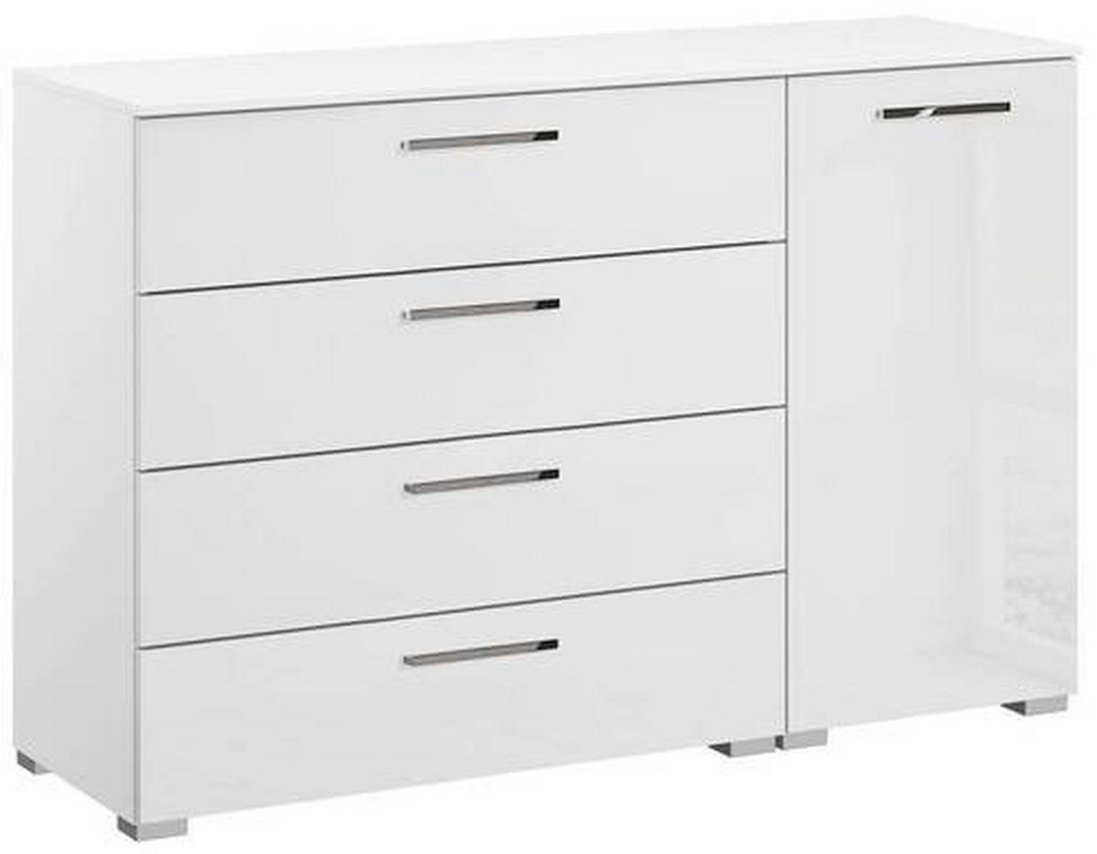 KOMMODE  in 120/81/42 cm  - Chromfarben/Weiß Hochglanz, Design, Holzwerkstoff/Kunststoff (120/81/42cm) - Novel