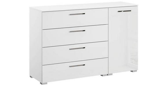 KOMMODE 120/81/42 cm in Weiß, Weiß Hochglanz - Chromfarben/Weiß Hochglanz, Design, Holzwerkstoff/Kunststoff (120/81/42cm) - Novel