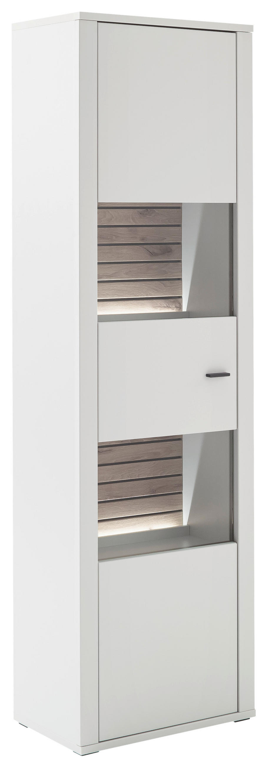 VITRINE in Weiß, Eichefarben  - Eichefarben/Anthrazit, Design, Glas/Holzwerkstoff (61/206/37cm) - Stylife
