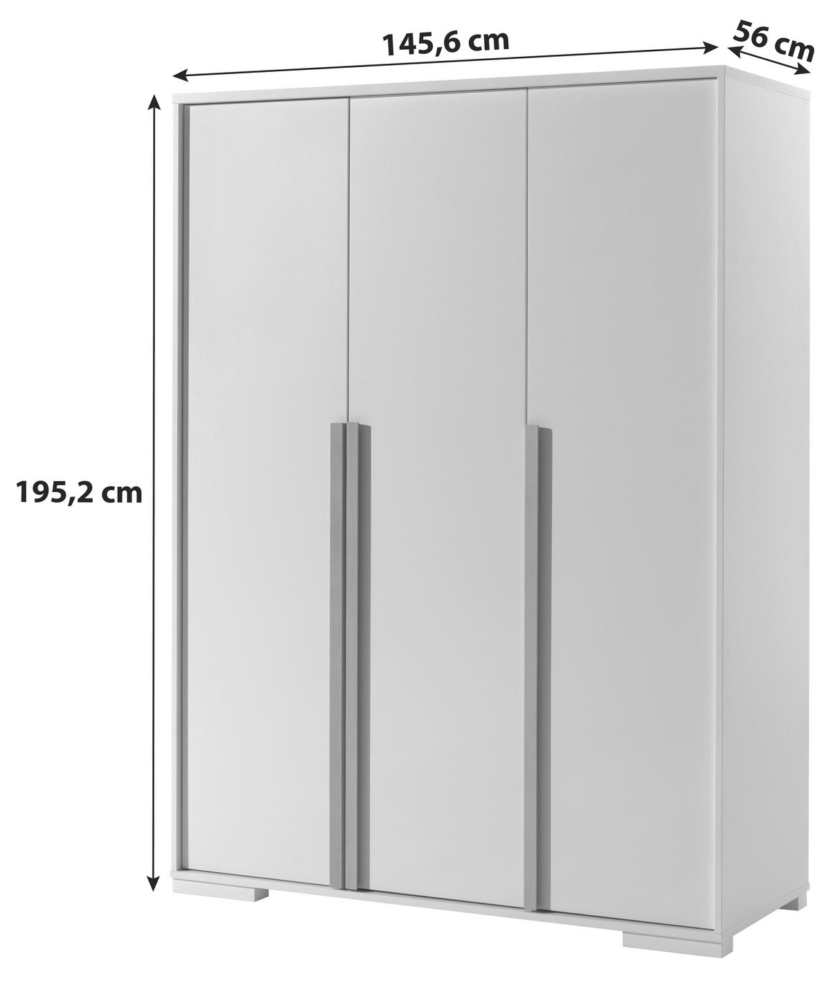 DREHTÜRENSCHRANK 3-türig Weiß  - Buchefarben/Weiß, MODERN, Holz/Holzwerkstoff (145,6/195,2/56cm) - MID.YOU