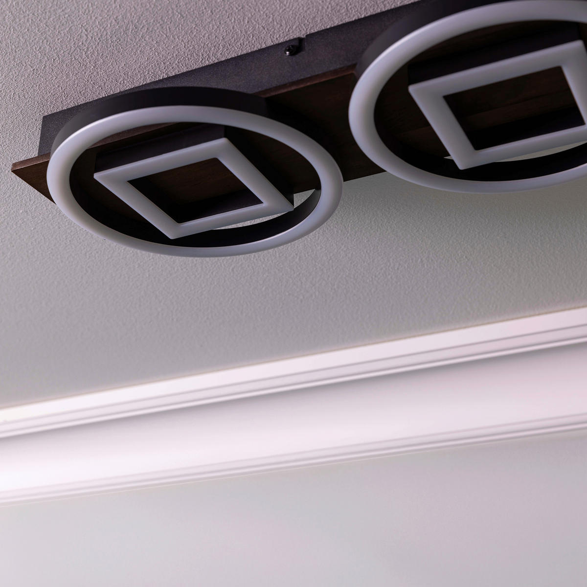 LED-DECKENLEUCHTE    67/6,5/20 cm  - Eiche dunkel/Schwarz, Design, Holz/Kunststoff (67/6,5/20cm) - Brilliant