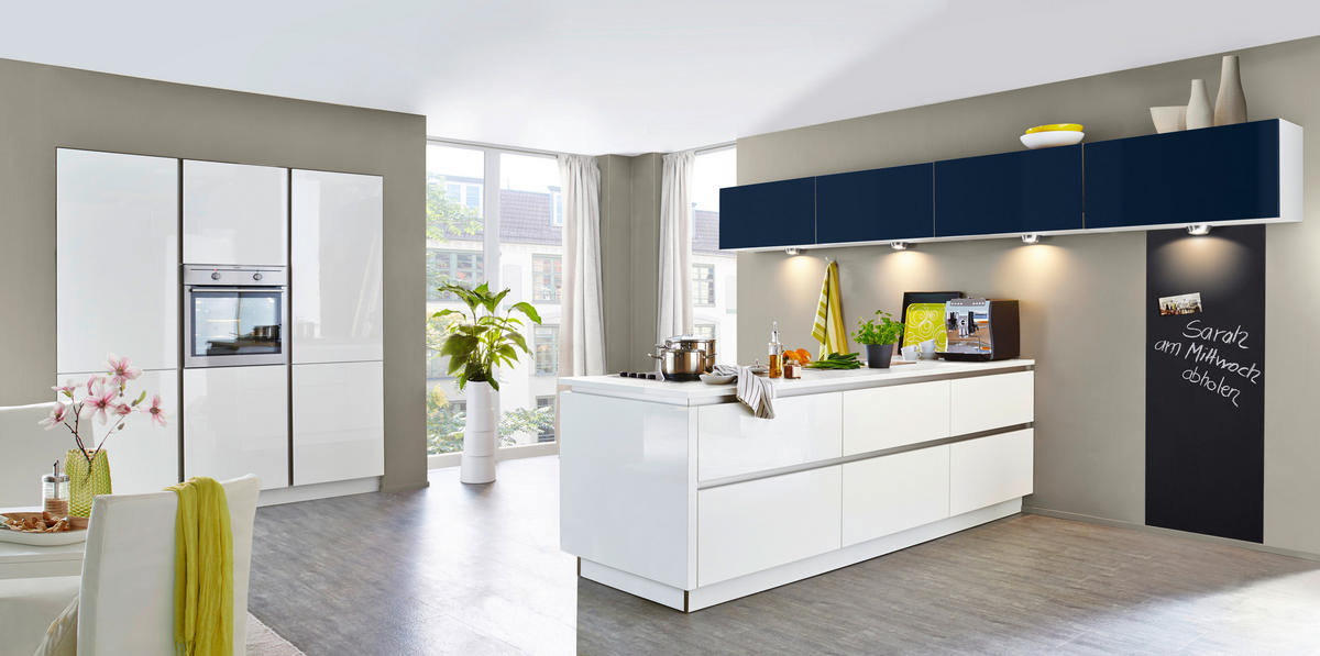 EINBAUKÜCHE NOVA LACK  - Blau/Weiß, Design, Holzwerkstoff - Nolte Küchen