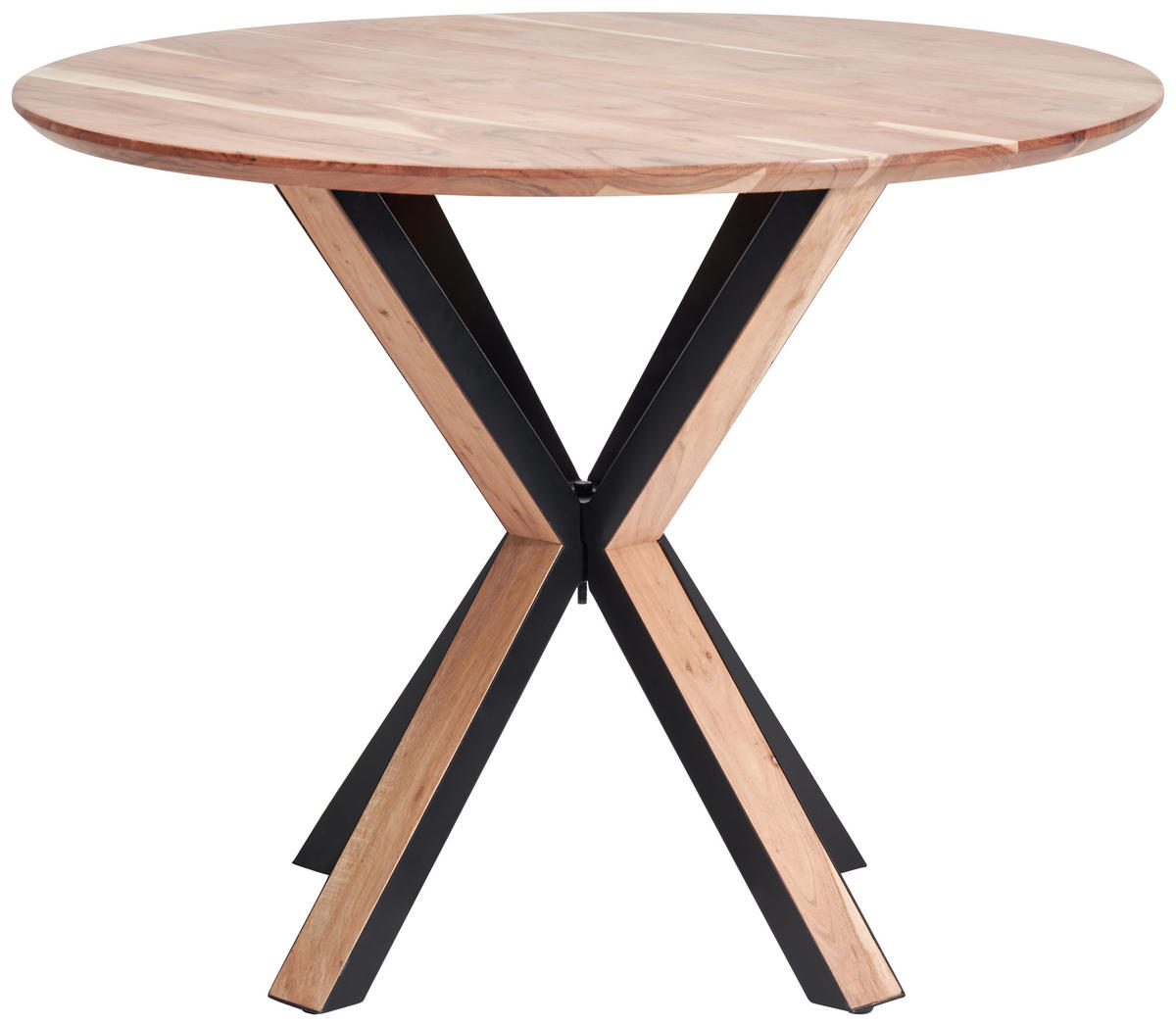 ESSTISCH in Holz, Metall  - Schwarz/Akaziefarben, Natur, Holz/Metall (100/76/100cm) - Livetastic