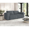 SCHLAFSOFA Cord Grau  inkl. Zierkissen, Bettkasten, Schlaffunktion  - Schwarz/Grau, MODERN, Kunststoff/Textil (250/68/104cm) - Xora