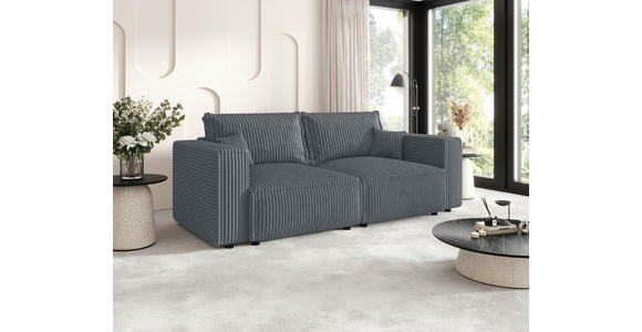 SCHLAFSOFA Cord Grau  inkl. Zierkissen, Bettkasten, Schlaffunktion  - Schwarz/Grau, MODERN, Kunststoff/Textil (250/68/104cm) - Xora