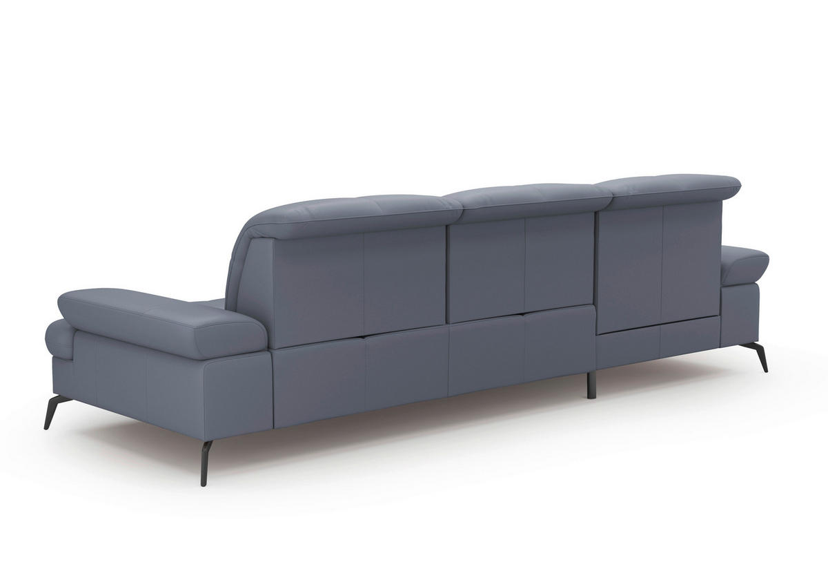ECKSOFA in Echtleder Graublau  - Graublau/Schwarz, Konventionell, Leder/Metall (185/279cm) - Sit & More