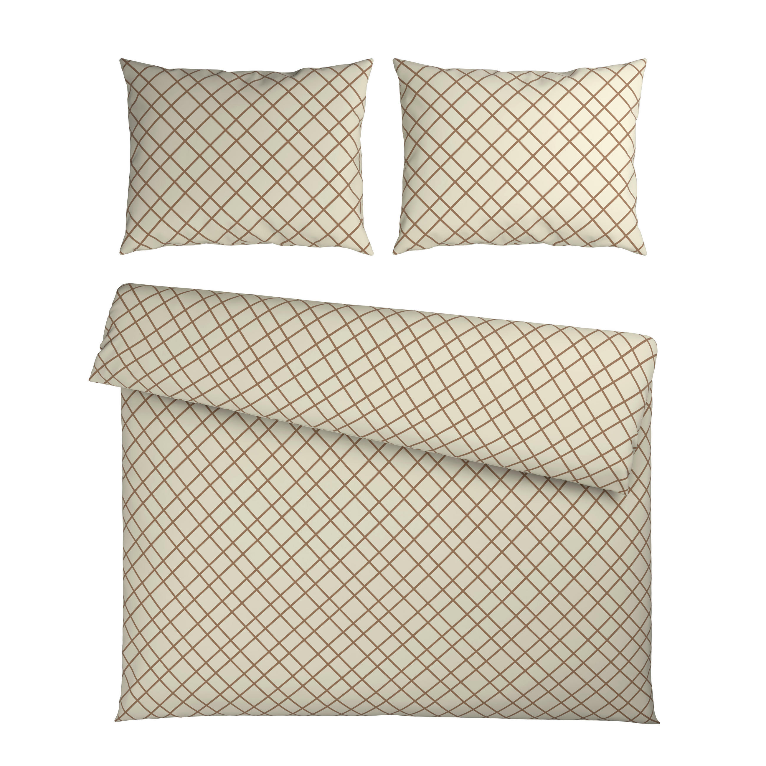 BETTWÄSCHESET Flanell 200/210 cm  65 cm/100 cm  - Creme/Braun, Konventionell, Textil (200/210cm) - Esposa