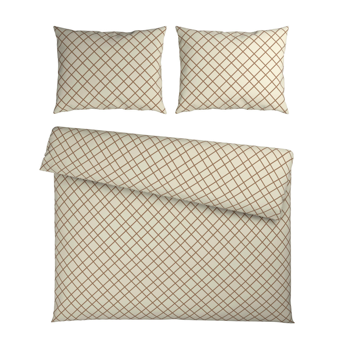 BETTWÄSCHESET Flanell 200/210 cm  65 cm/100 cm  - Creme/Braun, Konventionell, Textil (200/210cm) - Esposa