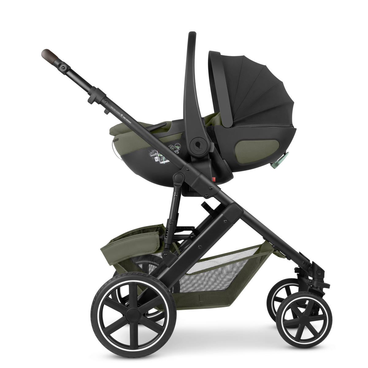KINDERWAGENSET  Salsa Core All in One  Olive  - Dunkelgrün/Schwarz, Basics, Textil/Metall (63/123/97cm) - ABC Design