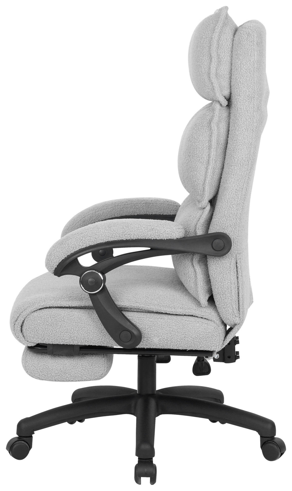CHEFSESSEL Teddystoff Hellgrau  - Hellgrau/Schwarz, Design, Kunststoff/Textil (64,5/112/120/65cm) - Carryhome