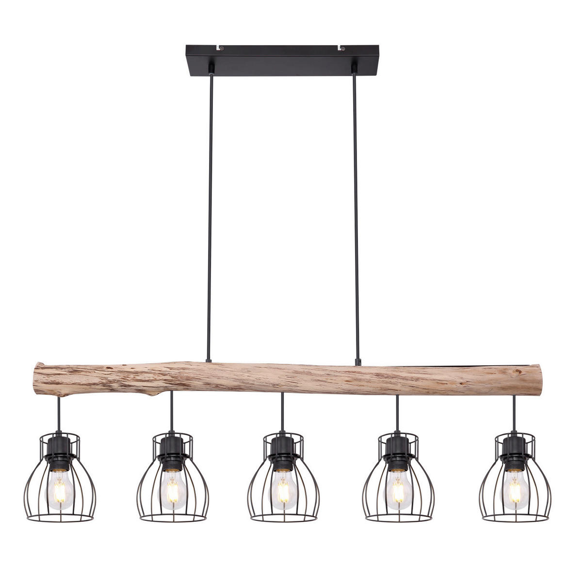 HÄNGELEUCHTE 100/13,6/140 cm    - Schwarz/Naturfarben, Trend, Holz/Metall (100/13,6/140cm) - Marama