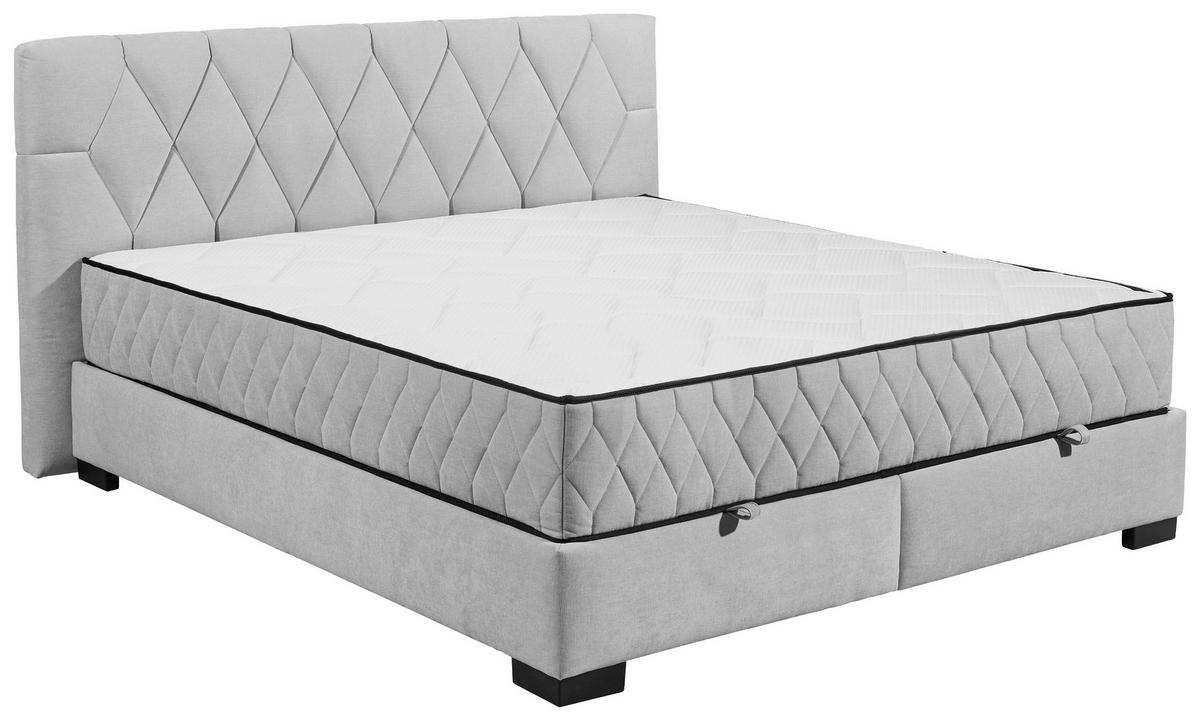 BOXBETT 180/200 cm  in Hellgrau  - Hellgrau/Schwarz, Modern, Holzwerkstoff/Kunststoff (180/200cm) - MID.YOU