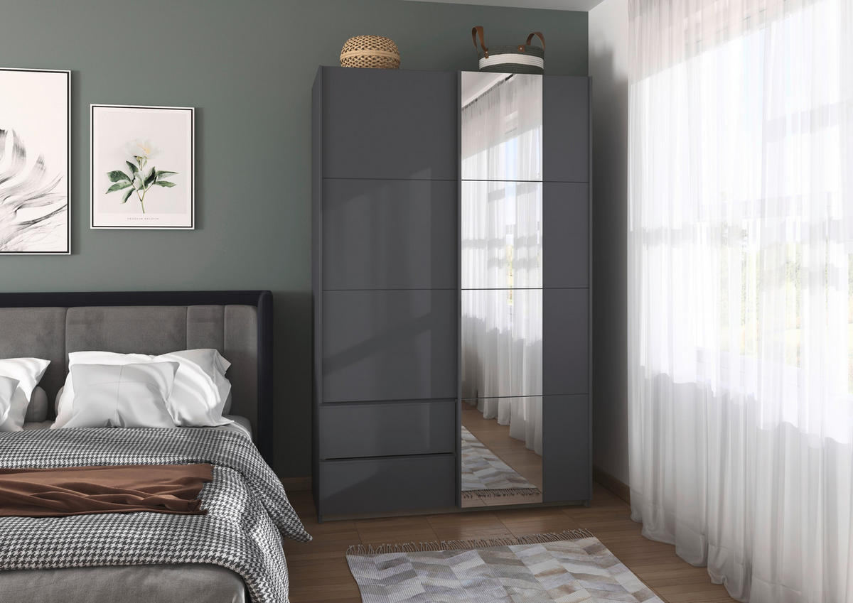 SCHWEBETÜRENSCHRANK in Grau  - Grau, Modern, Holzwerkstoff (131/210/59cm) - Rauch Möbel