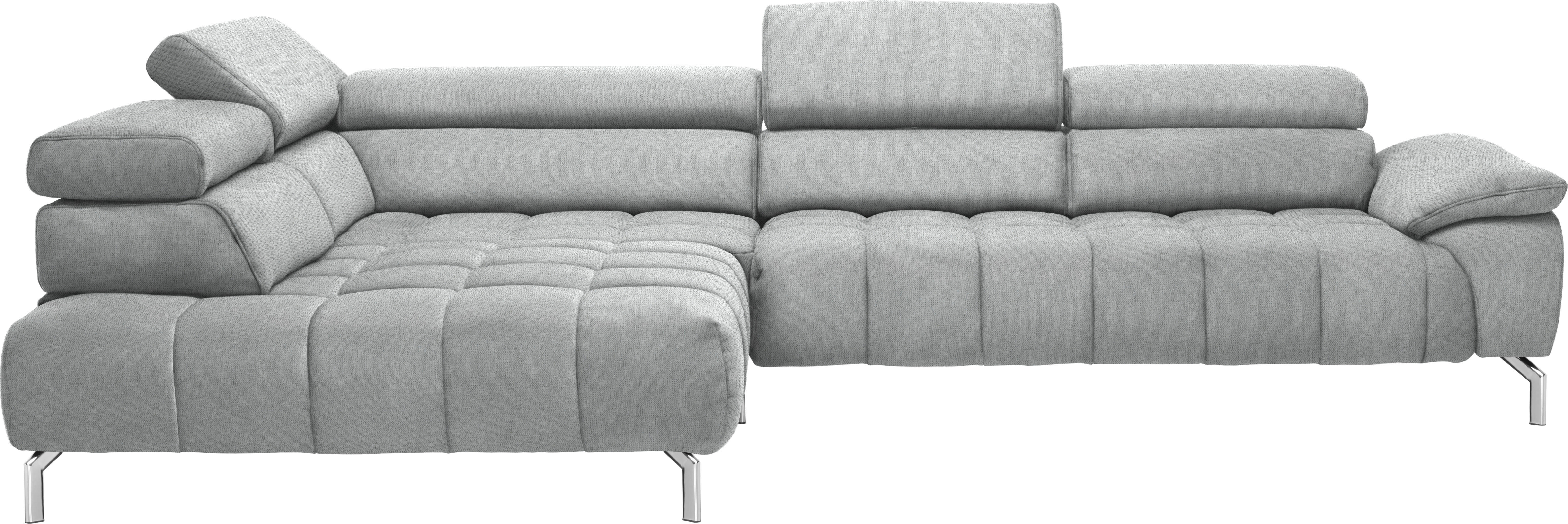 ECKSOFA in Chenille Hellgrau  - Chromfarben/Hellgrau, Design, Textil/Metall (222/323cm) - Beldomo Style