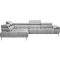 ECKSOFA in Chenille Hellgrau  - Chromfarben/Hellgrau, Design, Textil/Metall (222/323cm) - Beldomo Style