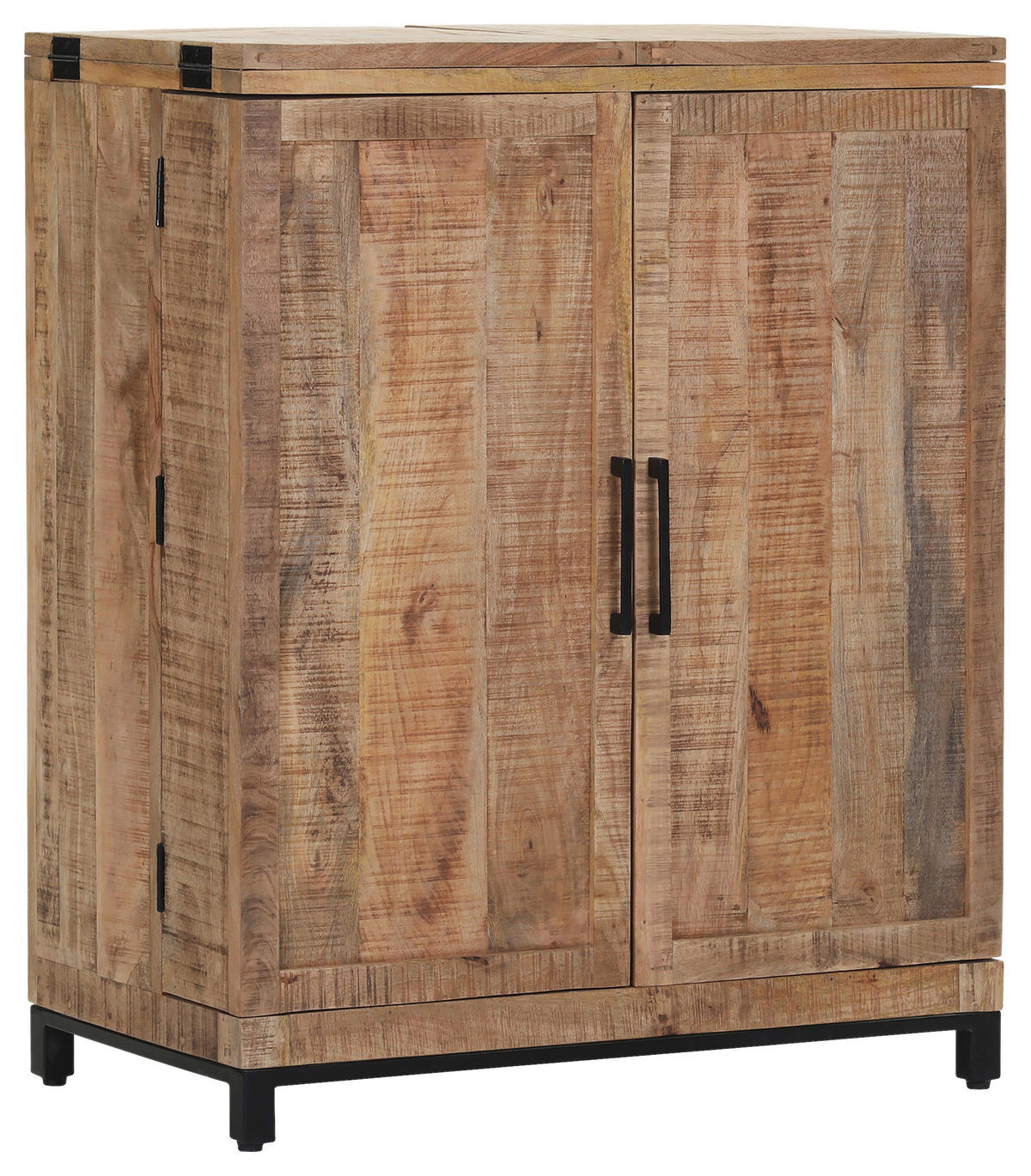 BAR Mangoholz massiv Naturfarben  - Schwarz/Naturfarben, Design, Holz/Metall (100-150/122/55cm) - Landscape