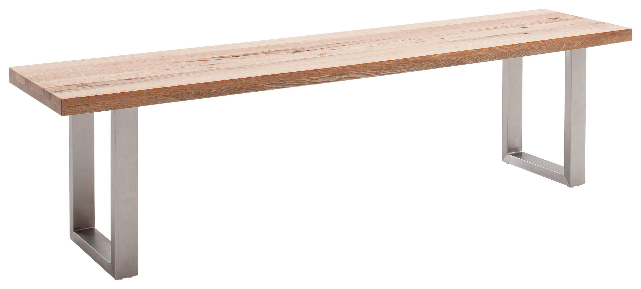 SITZBANK 200/50/40 cm Eichefarben, Edelstahlfarben Wildeiche massiv Metall - Edelstahlfarben/Eichefarben, Design, Holz/Metall (200/50/40cm) - Novel