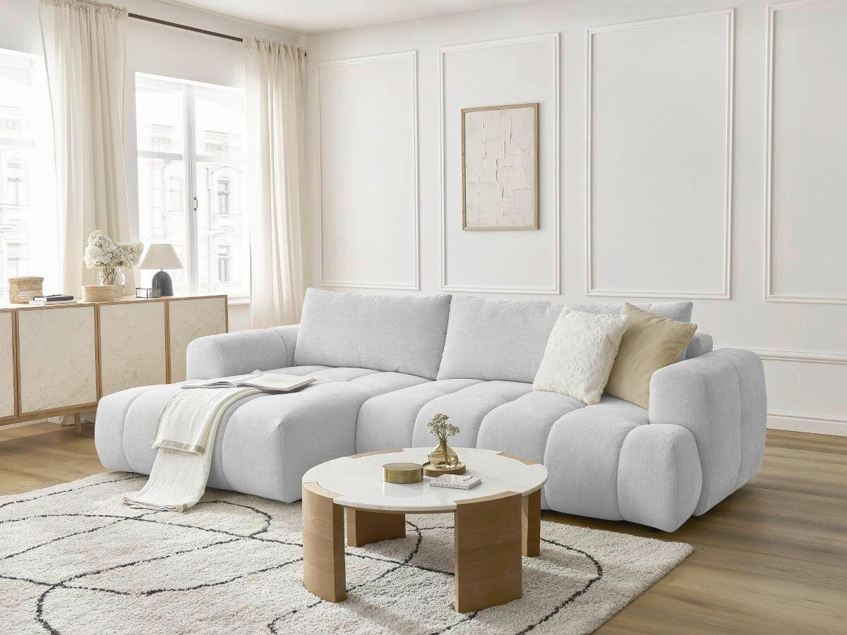 ECKSCHLAFSOFA FUJI Leinenoptik Hellgrau  inkl.  - Hellgrau/Schwarz, MODERN, Kunststoff/Textil (160/292cm)