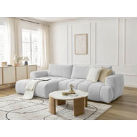 ECKSCHLAFSOFA FUJI Leinenoptik Hellgrau  inkl.  - Hellgrau/Schwarz, MODERN, Kunststoff/Textil (160/292cm)