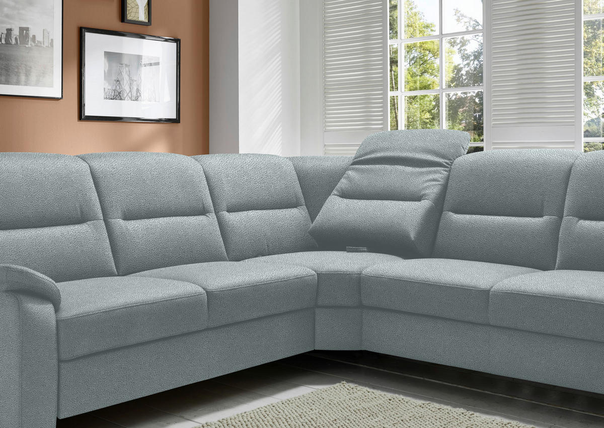 ECKSOFA in Mikrofaser Hellblau  - Schwarz/Hellblau, Konventionell, Holz/Textil (245/303cm) - Beldomo Comfort