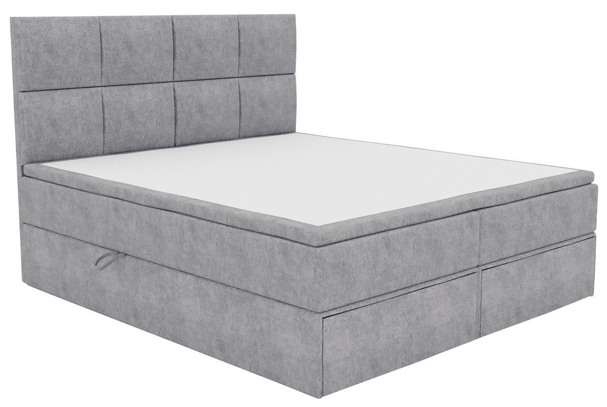 BOXBETT 140/200 cm  Hellgrau  - Hellgrau/Schwarz, Konventionell, Kunststoff/Textil (140/200cm) - Carryhome