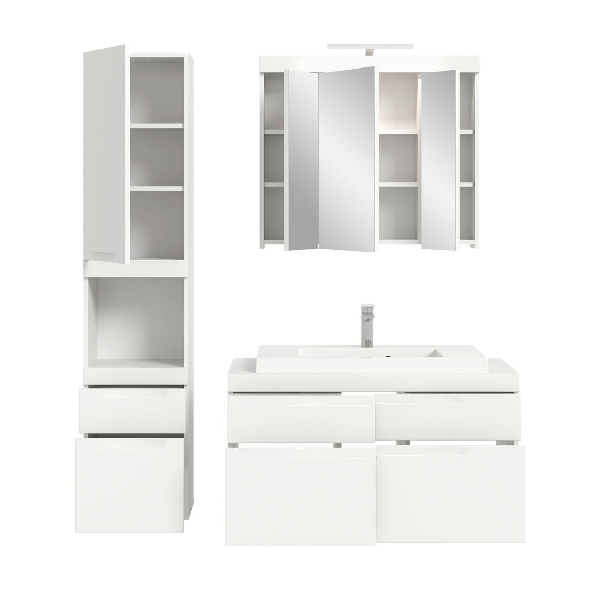 BADEZIMMER 5-teilig  in 153 cm  - Weiß, Trend, Glas/Holzwerkstoff (153cm) - MID.YOU