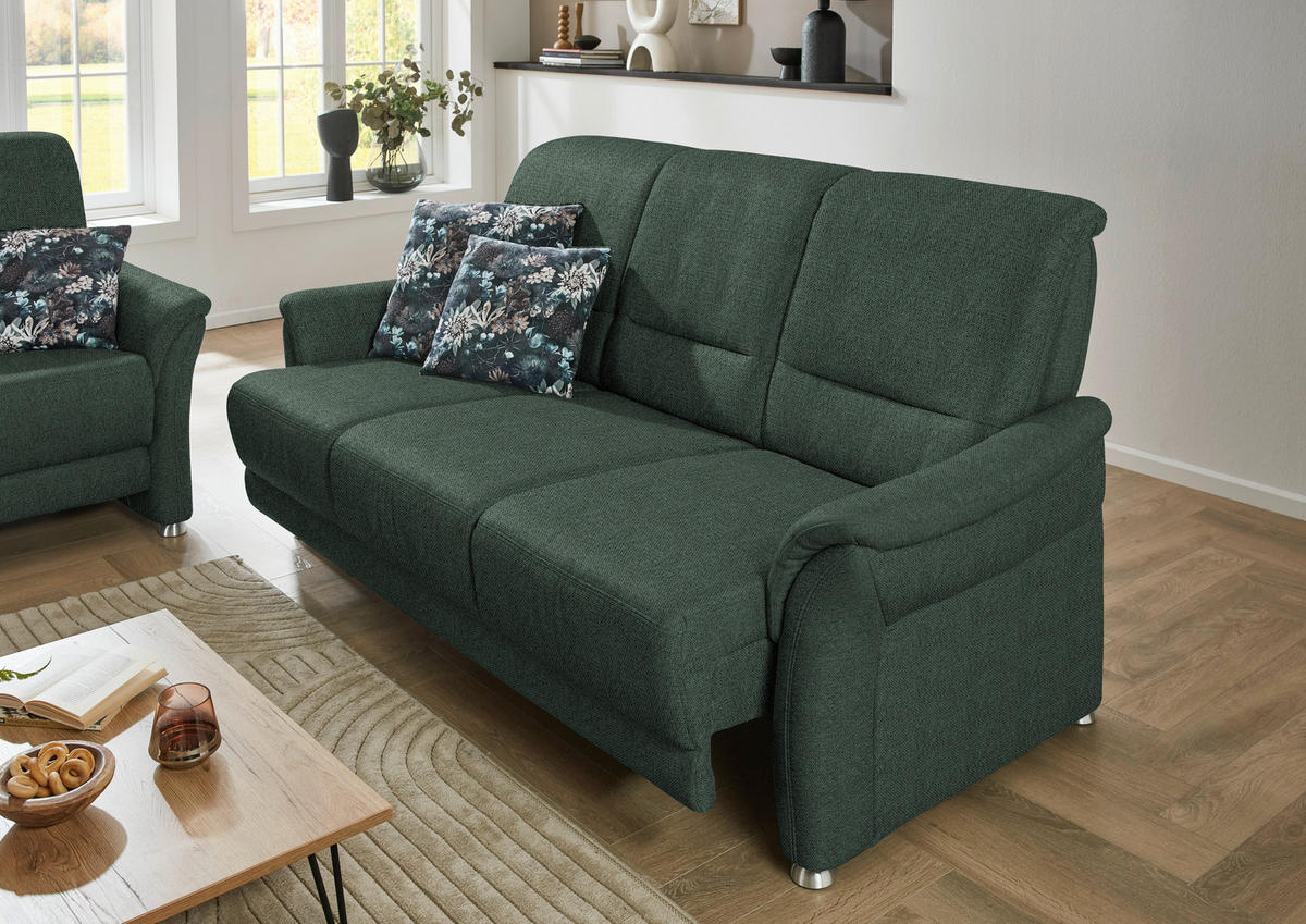 SITZGARNITUR Flachgewebe Dunkelgrün  - Dunkelgrün/Alufarben, Konventionell, Textil/Metall (198/172/96/93cm) - Beldomo Premium